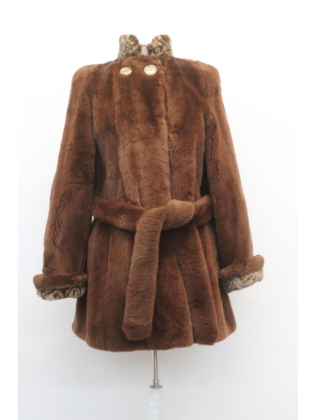 Excellent Brown Sheared Opossum & Beaver Fur Coat Jacket Women Woman Size 4-6 S